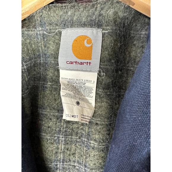 Carhartt Chore Jacket Blanket Lined Blue Zip C52MDT Corduroy Collar Men's Medium - Picture 6 of 9